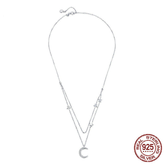 Starlight Moon S925 Silver Plated Elegant Adjustable Necklace Jewellery Piece
