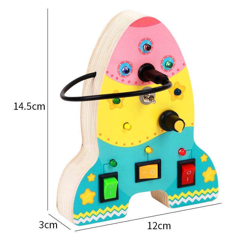 Rocket Busy Board for Kids Educational Wooden Toy Switches Lights 36+ Months