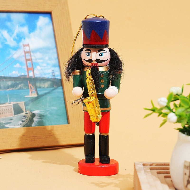 Set of 5 12CM Christmas Nutcracker Doll  Wooden Ornaments for Holiday Decor Tree