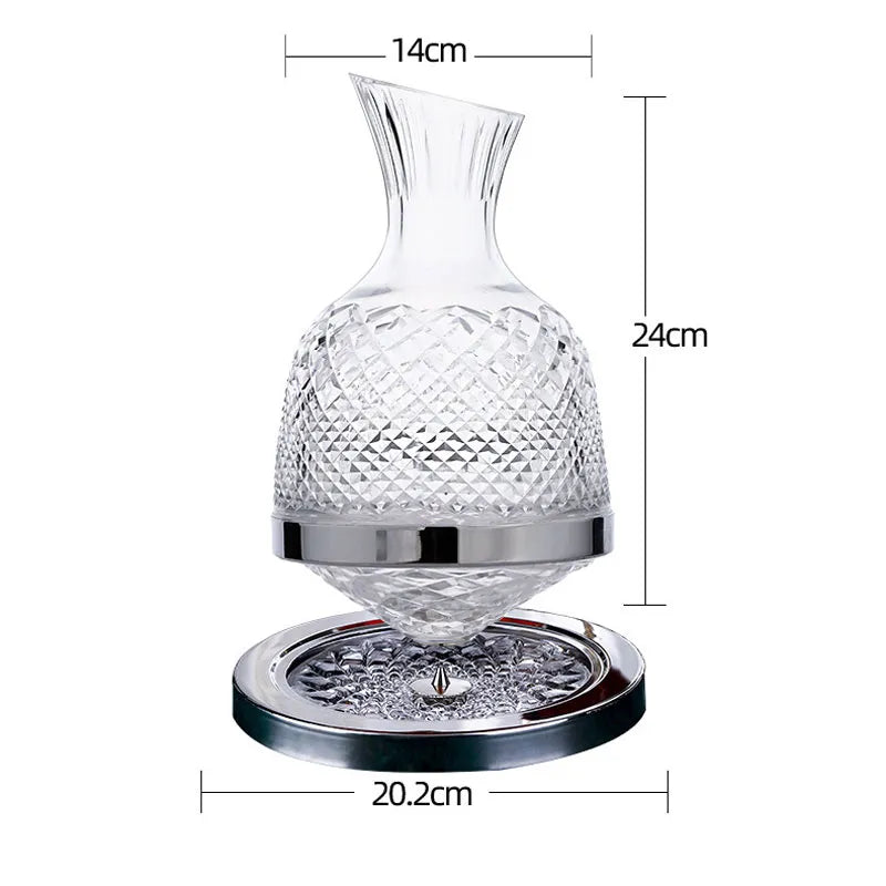 Luxury 360 Degree Rotating Crystal Glass Wine Decanter 1500ML Home Bar Accessory