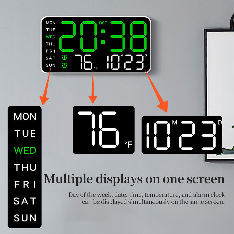 LED Digital Wall Clock with Temperature Indicator USB/Battery Powered Office Use