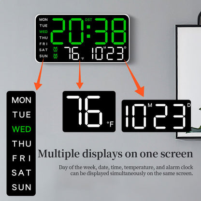 LED Digital Wall Clock with Temperature Indicator USB/Battery Powered Office Use