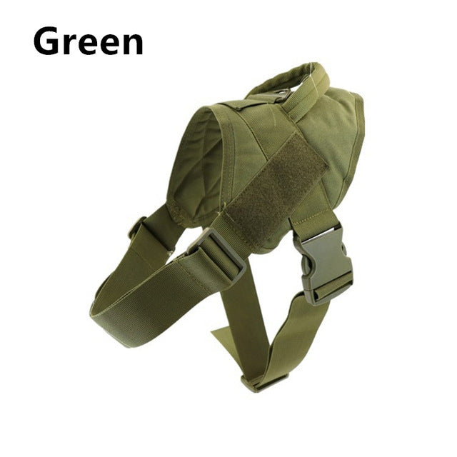 Outdoor Dog Tactical Vest Adjustable Harness Black Military Design Clothing