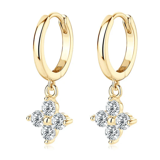 925 Sterling Silver Moissanite Hoop Drop Dangle Earrings Gold Silver Elegant Jewellery