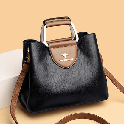 Medium Faux Leather Crossbody Bucket Bag Women Adjustable Shoulder Strap Handbag
