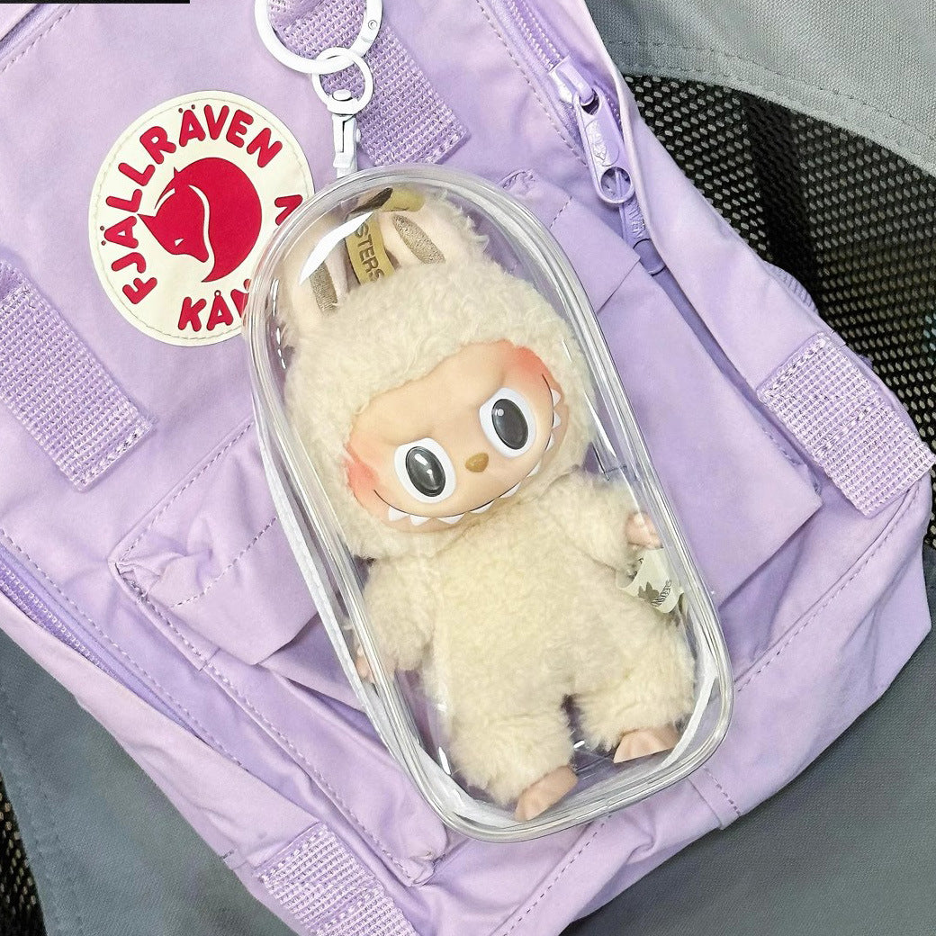Storage Bag For Labubu Figure 17cm Transparent Thick Durable Weather Resistant