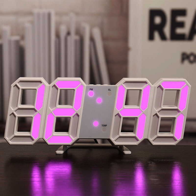 3D LED Digital Alarm Clock USB Charging 12/24 Hour Format Office Bedroom Kitchen