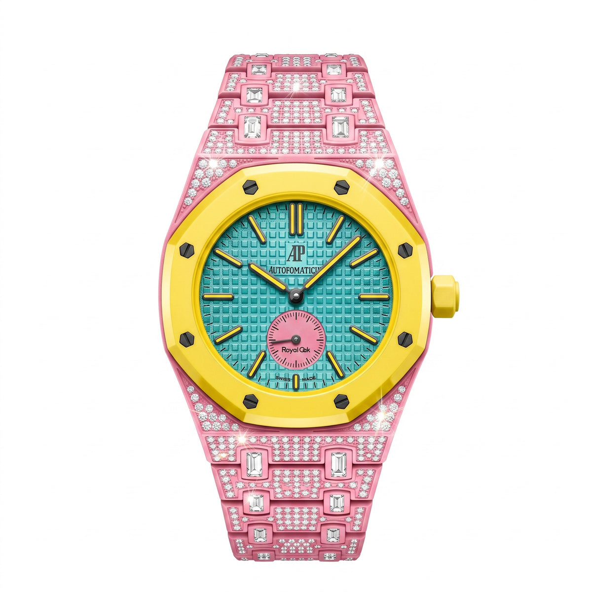 For AP x Swatch Royal Pop Collection Metal Crystal Rhinestone Strap 3 12 Crown