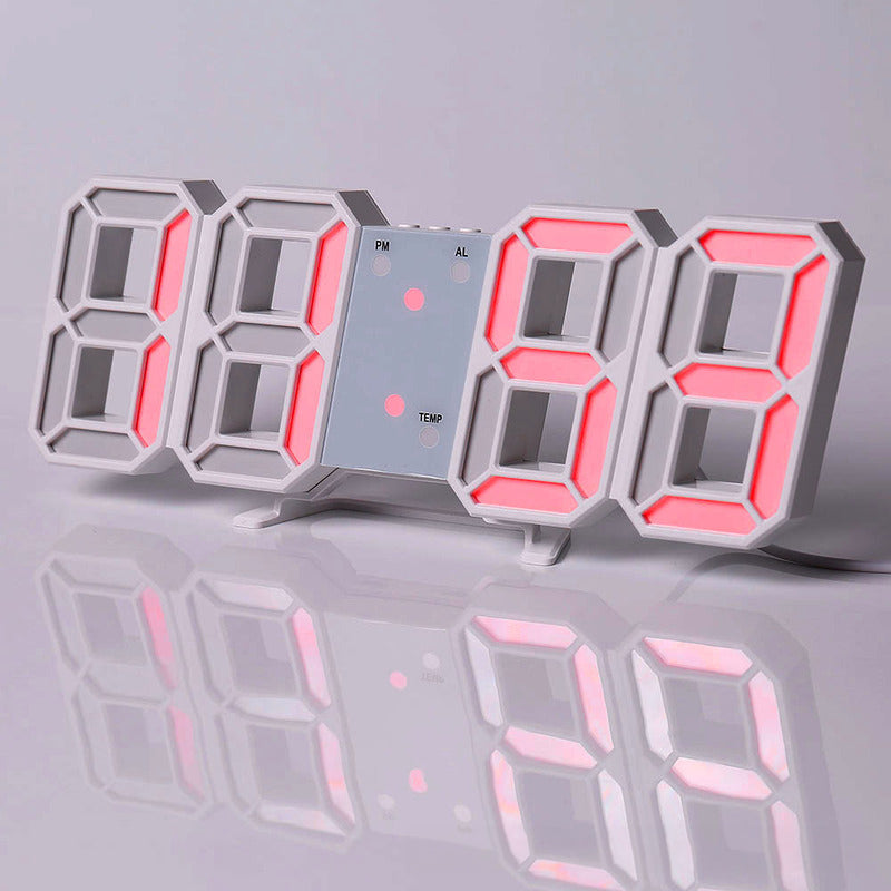 3D LED Digital Alarm Clock USB Charging 12/24 Hour Format Office Bedroom Kitchen