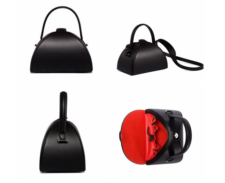 Compact Trendy Women's Half-Circle Leather Handbag Crossbody Bag Daily