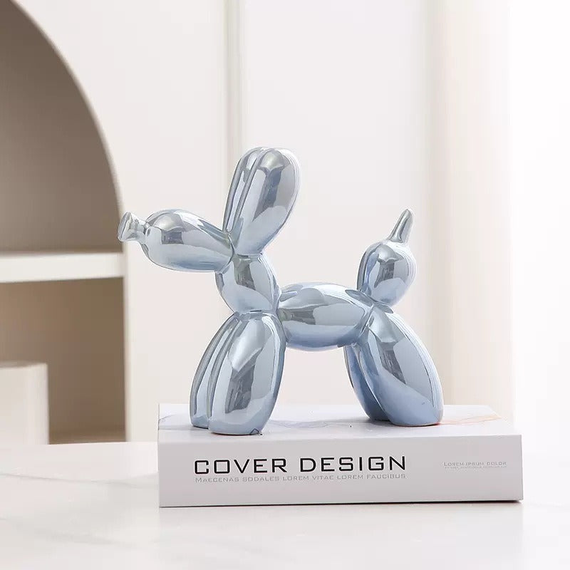 Ceramic Balloon Dog Figurine Decorative Sculpture L20cm H18cm Multiple Colours
