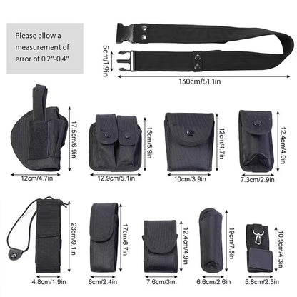 Tactical Holster and Flashlight Pouch Set with MOLLE Duty Belt System 10 Piece