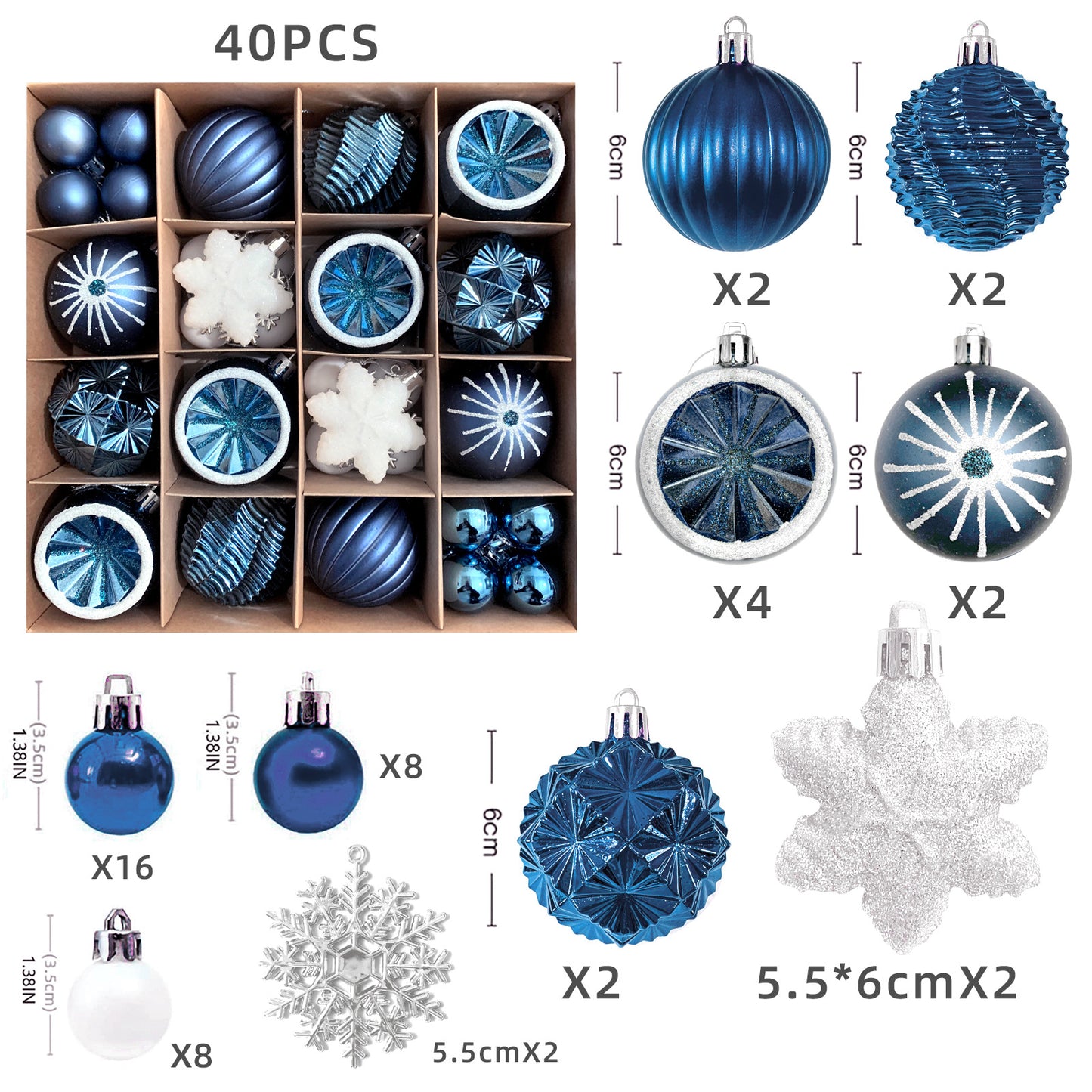 Christmas Tree Ornament Set Premium Bulk Pack Collection Assorted Designs Xmas