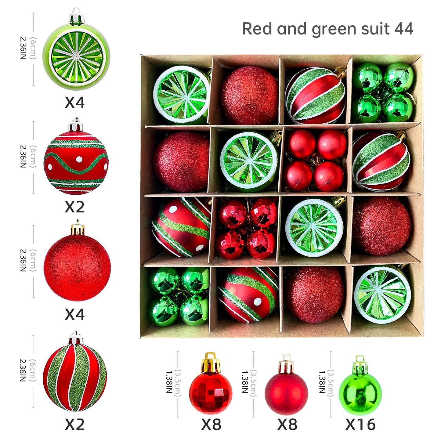 Christmas Tree Ornament Set Premium Bulk Pack Collection Assorted Designs Xmas