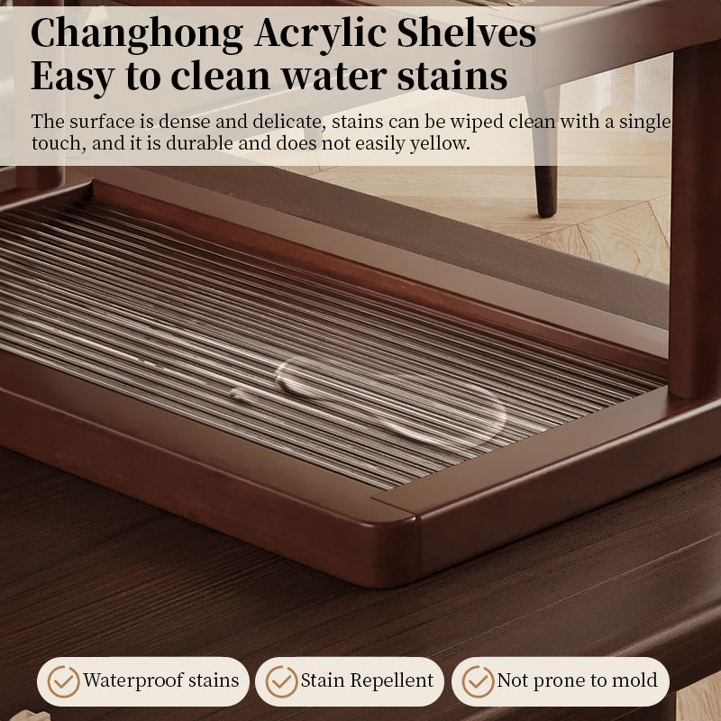 Bamboo Acrylic Double Tier Organizer Countertop Space Maximizing Storage Rack