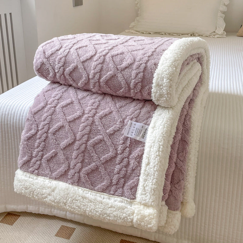 Double-Layer Polar Fleece Blanket for Winter Comfort, Thick and Soft Insulation