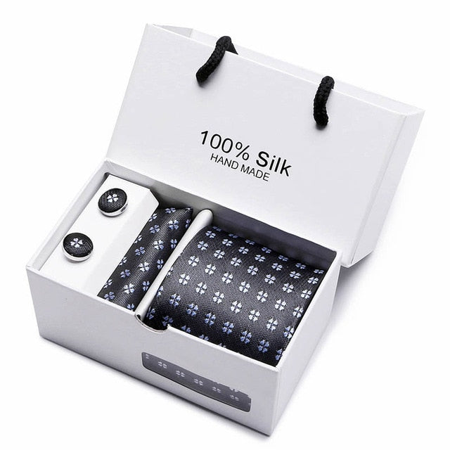 100% Silk 3pc Men's Plaid Tie Set Extra Long Woven Neck Ties Suit Gift Box