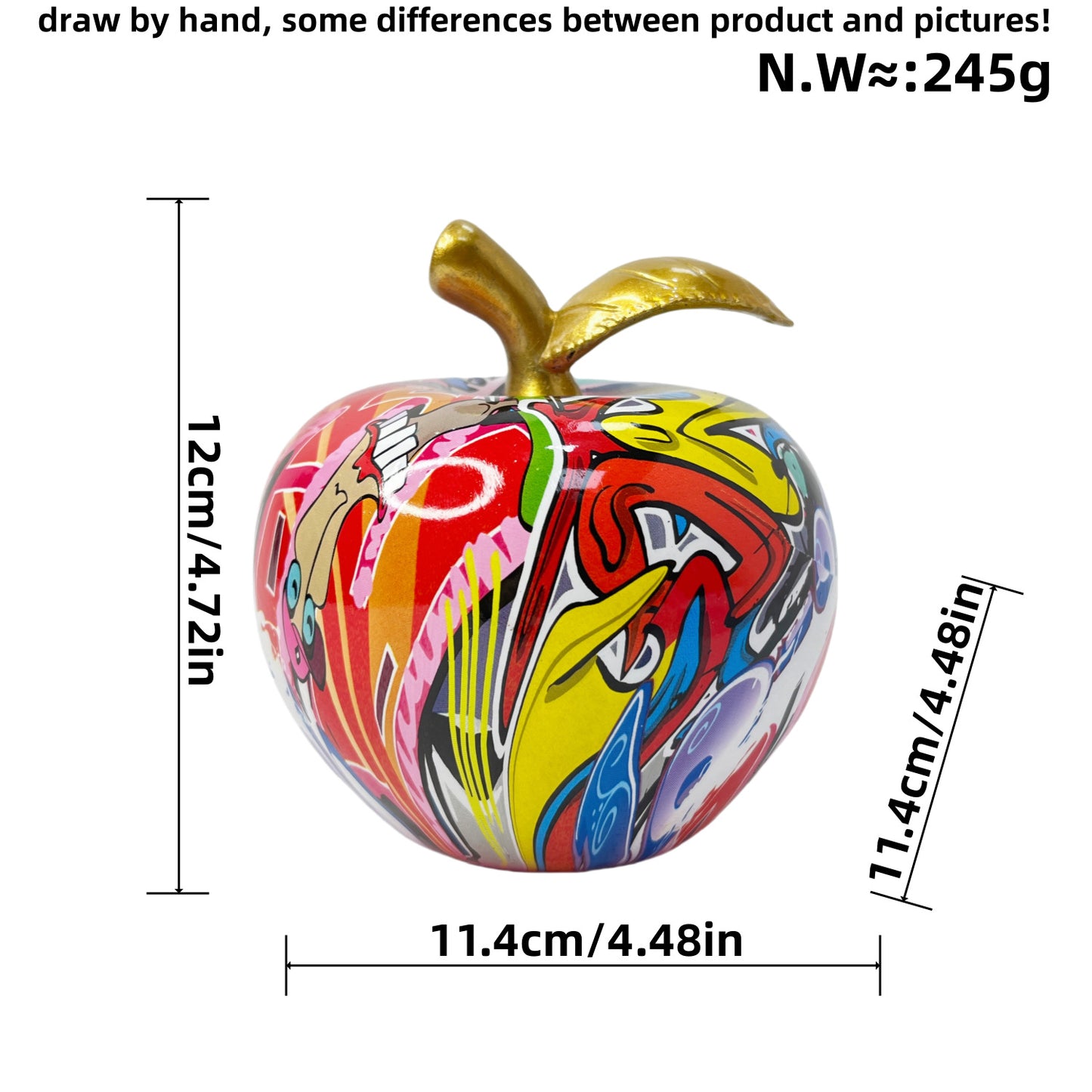 Resin Apple Sculpture Modern Home Decor Sleek Aesthetic Visual Display Element