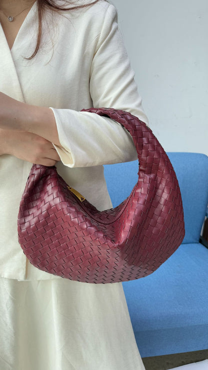 Women's Woven Tote Bag Faux Leather Spacious Lightweight Durable Zip Top Closure