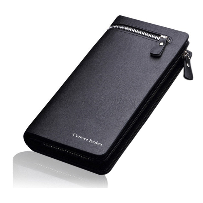 Leather Bifold Wallet Men Clutch Long ID Card Money Holder Slim Pocket Storage