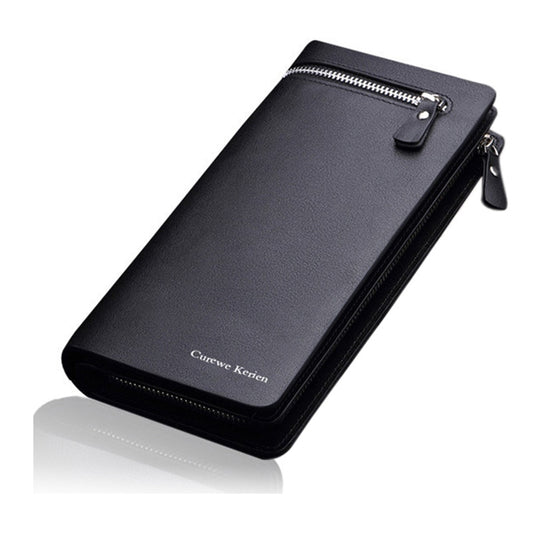 Leather Bifold Wallet Men Clutch Long ID Card Money Holder Slim Pocket Storage