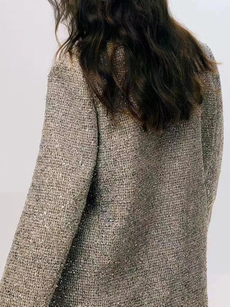 Women's Tweed Jacket Sparkly Elegant Blazer Polyester & Spandex Luxury Fashion