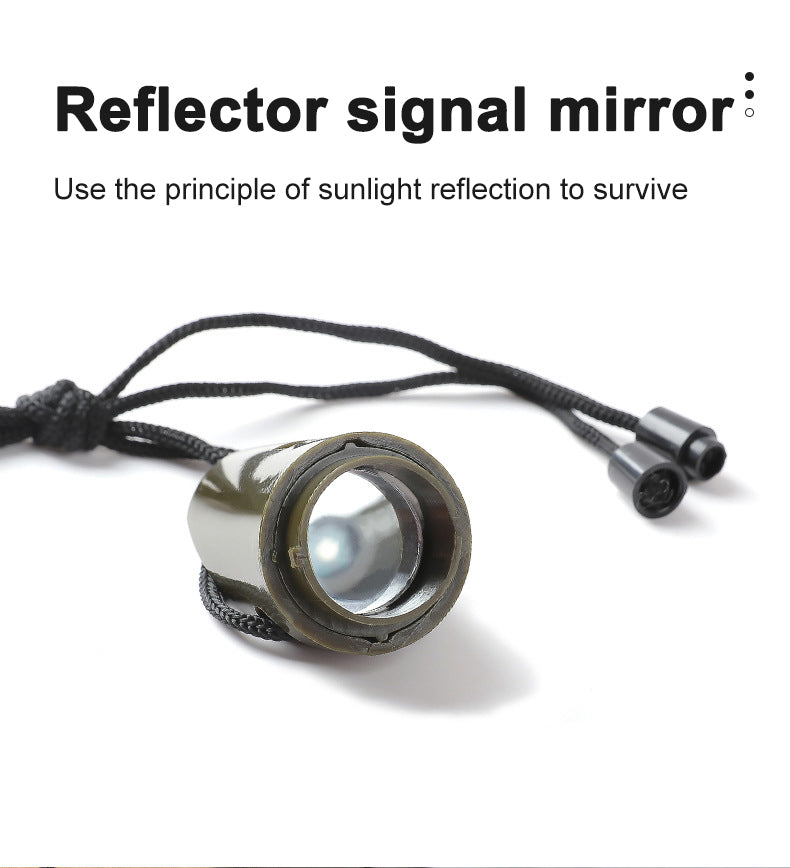 7-in-1 Survival Whistle LED Light Compass Thermometer Outdoor Emergency Gear