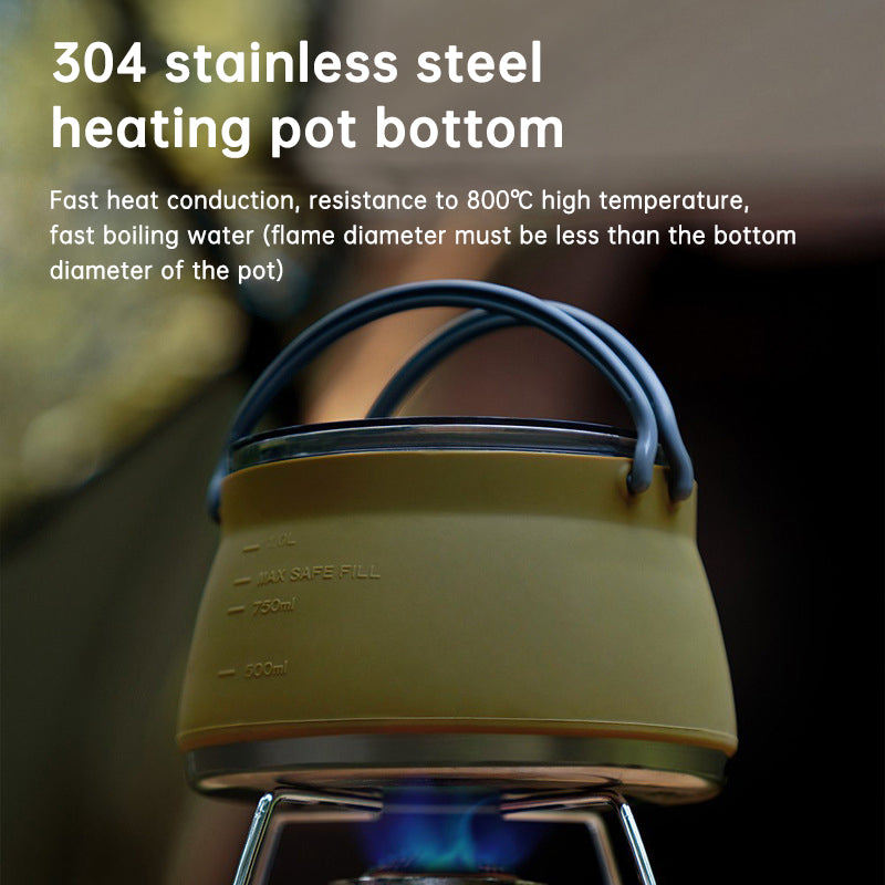 Travel Camping Silicone Kettle Lightweight Collapsible Space Efficient Design