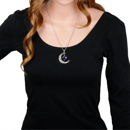 Zodiac Sign Moon Dangle Pendant Necklace 12 Constellation Astrology Jewellery