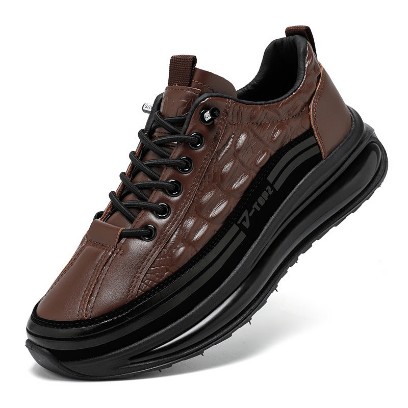 Men's Smart Casual Lightweight Thick-Soled Leather Shoes Stylish Footwear