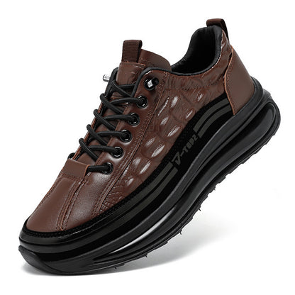 Men's Smart Casual Lightweight Thick-Soled Leather Shoes Stylish Footwear
