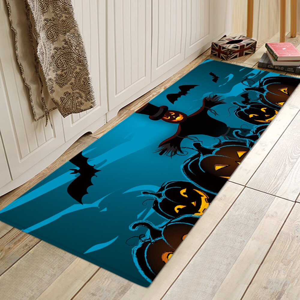 Halloween Printed Flannelised Polyester Rectangular Floor Mat Bathroom Door