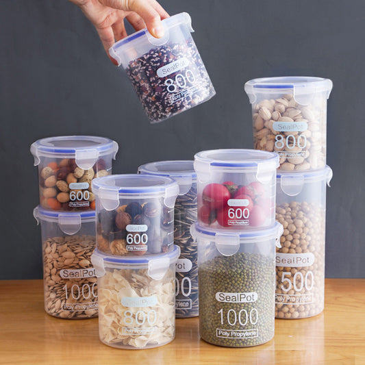 Airtight Polypropylene Food Storage Jars 600ml 800ml 1000ml 1500ml Snaplock Lids