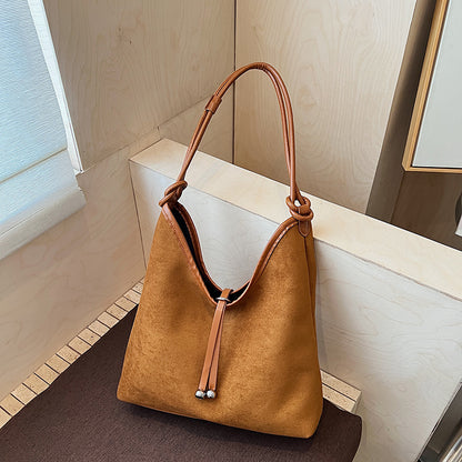 Matte Retro Shoulder Tote Bag Urban Minimalist Design Spacious Large Capacity