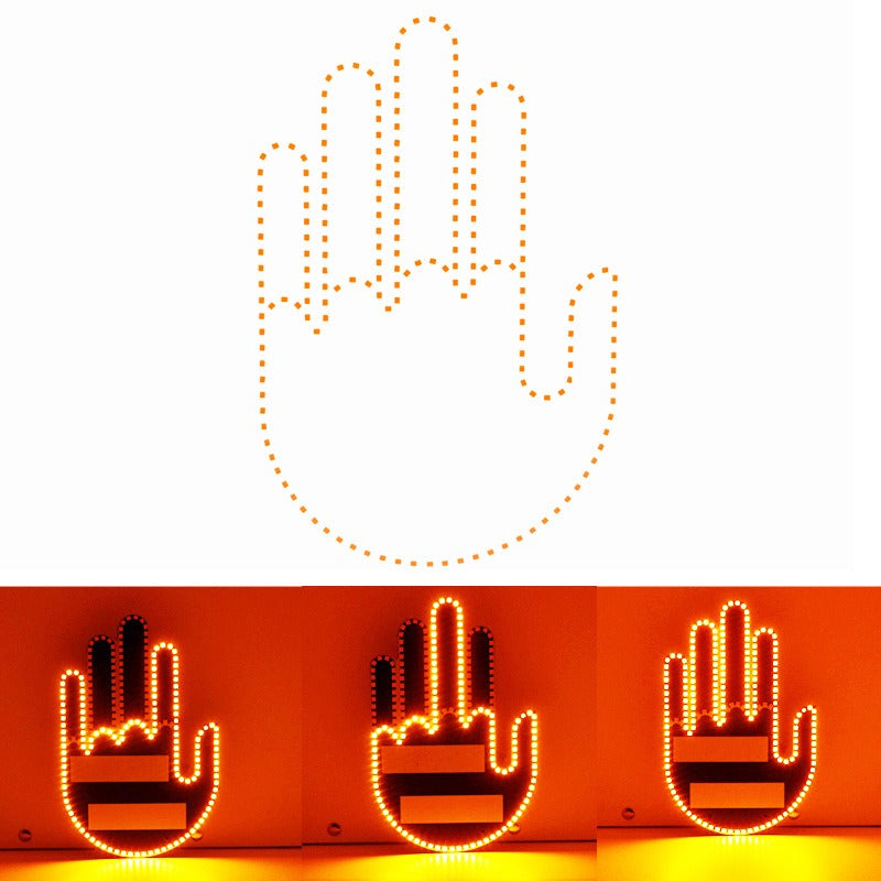 LED Gesture Car Sign Display Middle Finger Novelty Vehicle Interior Decor 12V