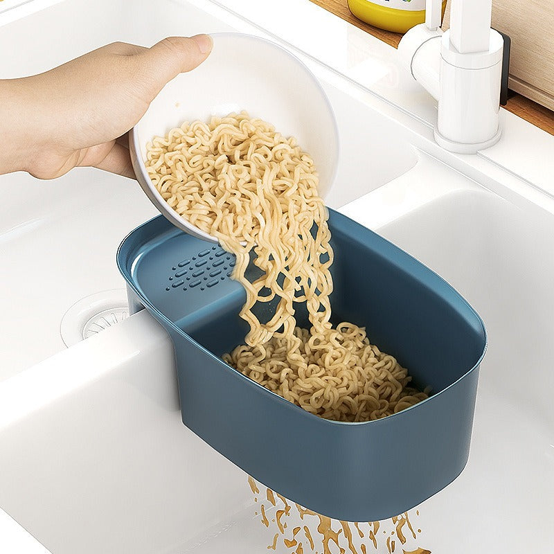 Kitchen Sink Saddle Drain Basket Vegetable Drain Rack Two Compartments 21cm