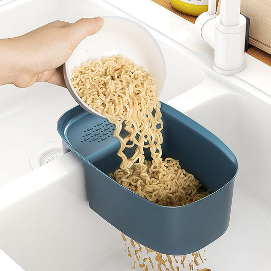 Kitchen Sink Saddle Drain Basket Vegetable Drain Rack Two Compartments 21cm