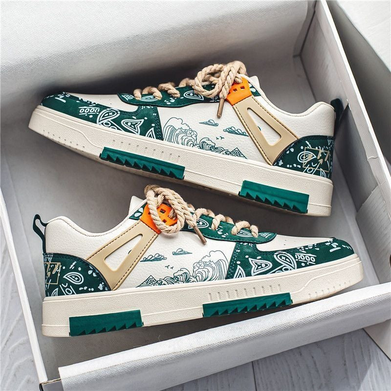 Men's Detailed Artwork Breathable Shoes Casual Green Blue Footwear