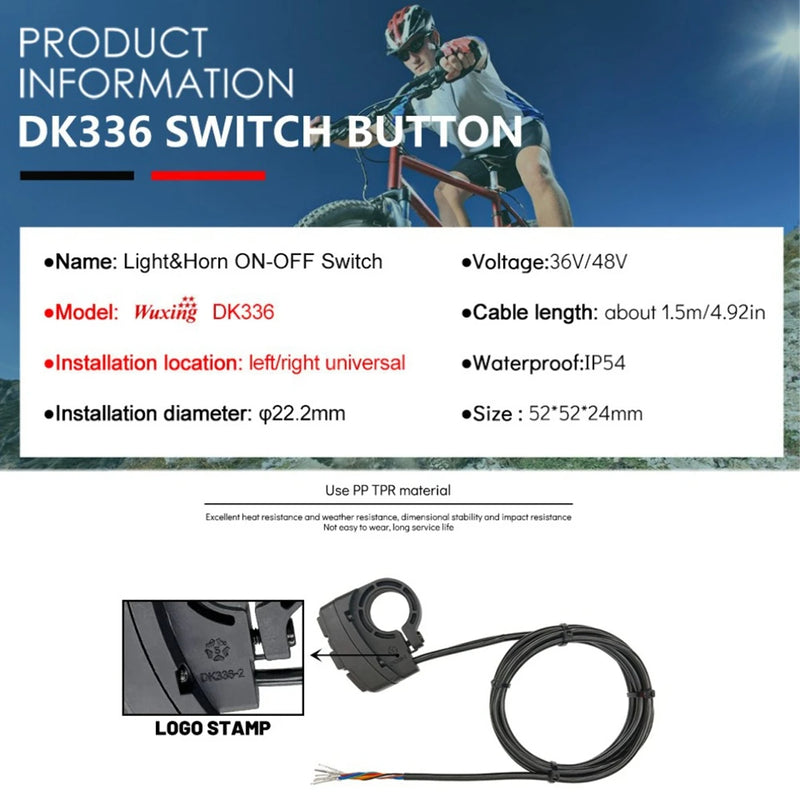 Electric Bike Scooter Handlebar Switch Multi-Function 1.5m Cable 36V 48V Control