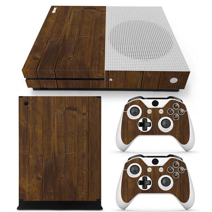 Wood Wooden Finish Decal Stickers for Xbox One S Console & Controllers Set