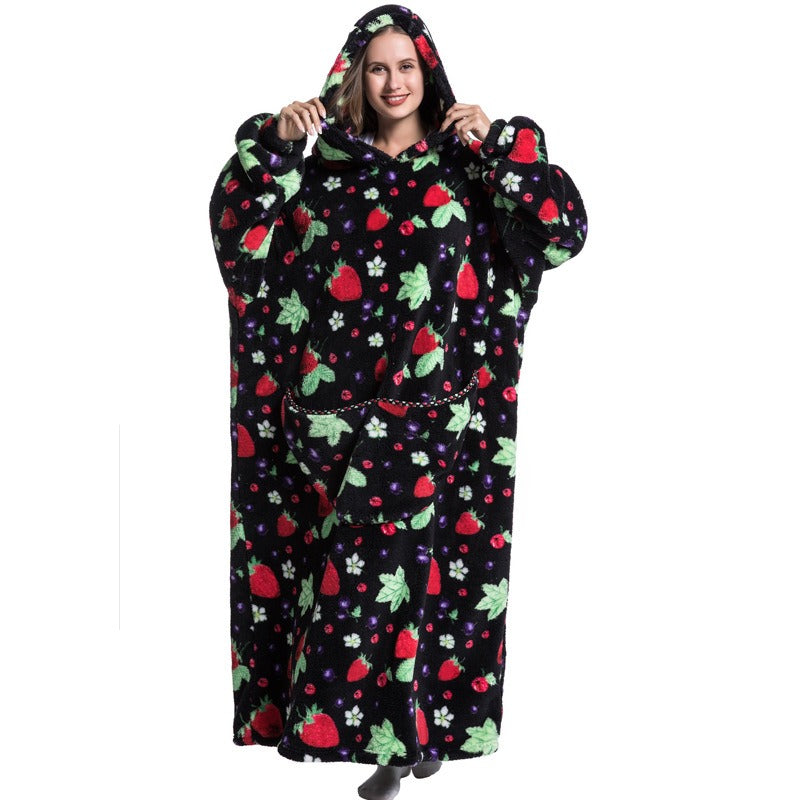 Oversized Blanket Hoodie Adults Ultra-Soft Warm Long Hooded Fleece Pockets
