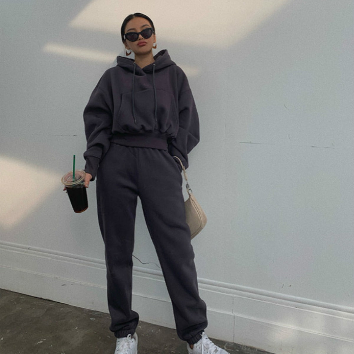 Women's Hooded Sweatshirt Pants Sportswear Set Loungewear Daily Essentials Warm