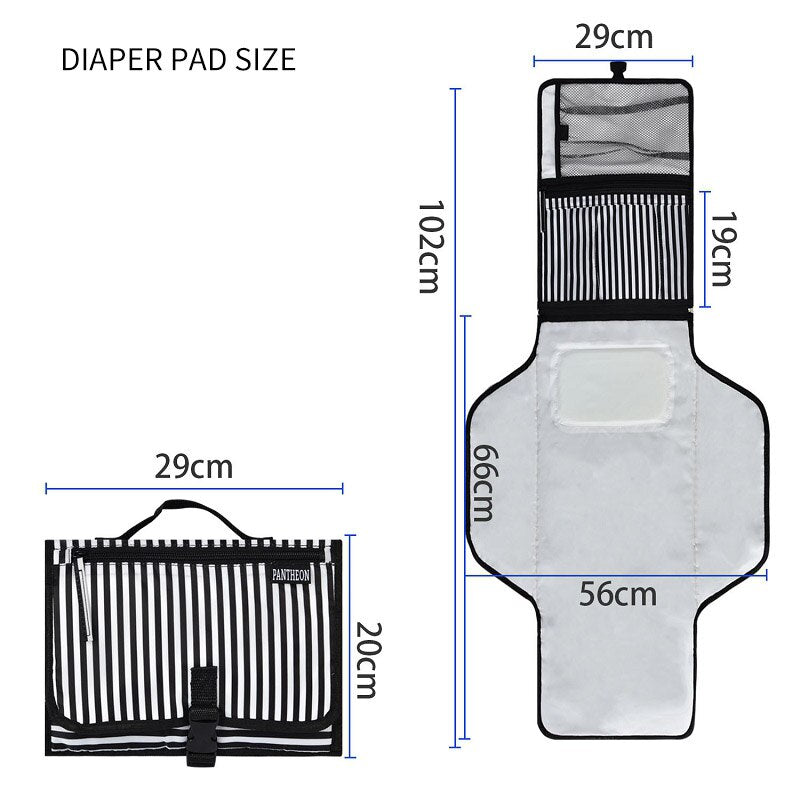 Portable Foldable Baby Changing Mat Waterproof Travel Diaper Pad Storage Pockets