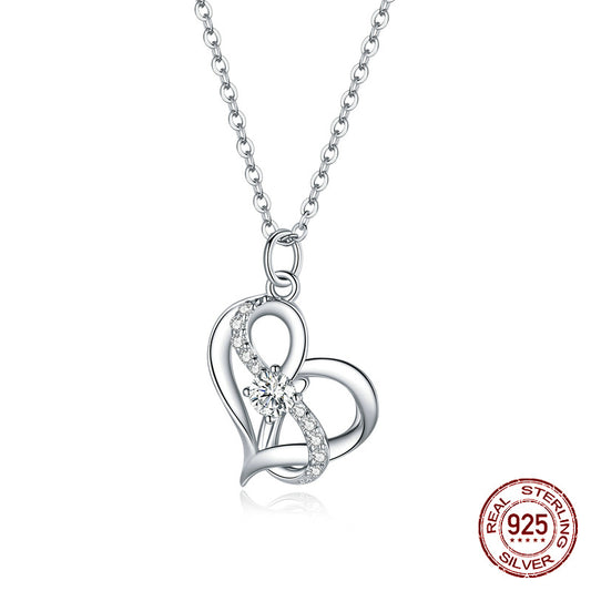 Sterling Silver Heart Pendant Necklace Luxurious Elegant Gift Women Jewellery