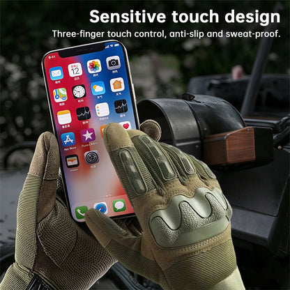 Mens Tactical Gloves Full Finger Anti Slip Reinforced Knuckle Grip Velcro S M L