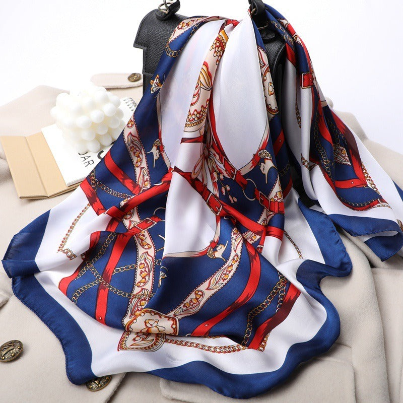 Premium Silk Feel Women's Square Scarf 70x70cm Satin Fashion Print Womens