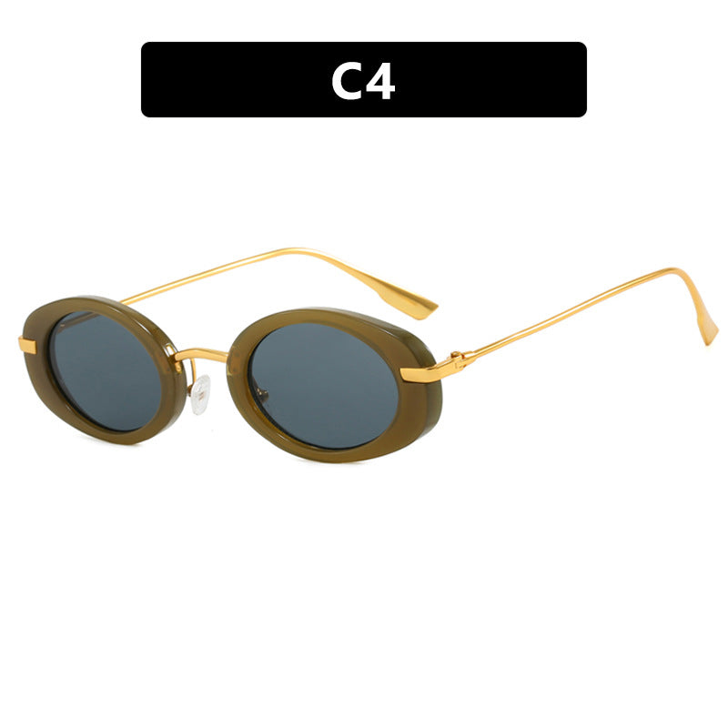 Women's Small Frame Oval Retro Sunglasses UV Protection Lightweight Fashion Accessory