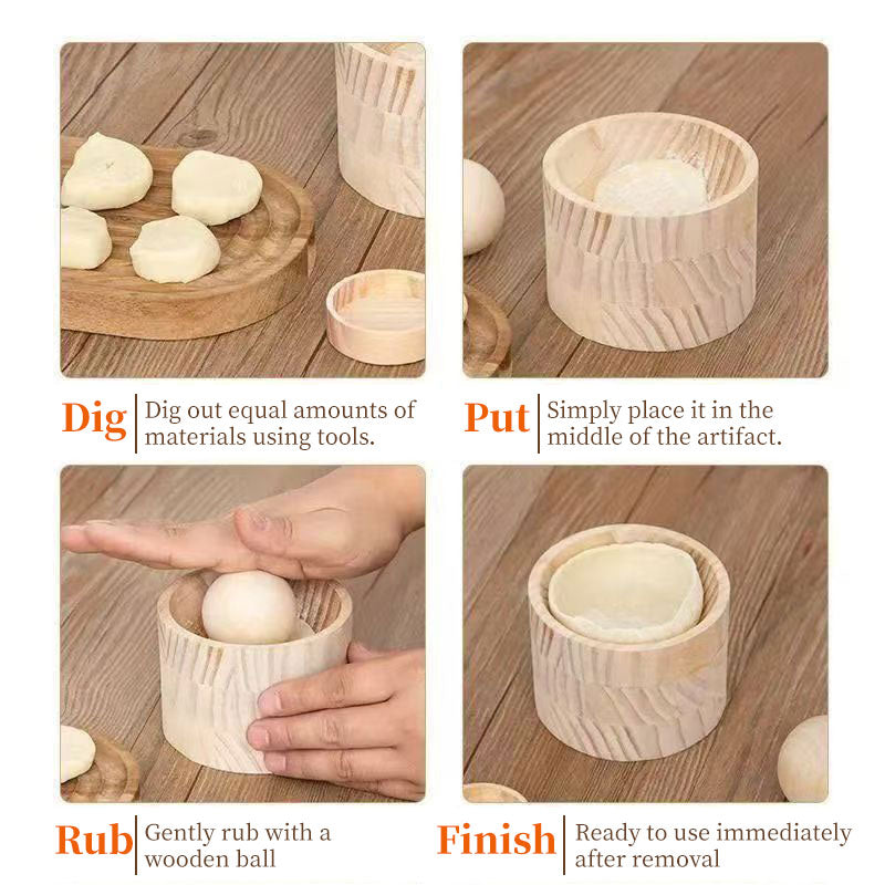 Wooden Dumpling Press Kitchen Gadget Efficient Dough Wrapper Mould Maker Tool
