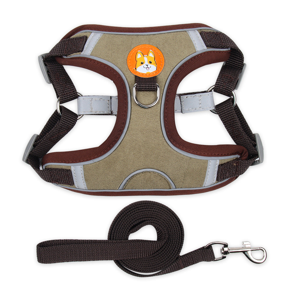 Reflective Dog Harness & Leash Set Soft Adjustable Fit Vest Small Dogs Pets