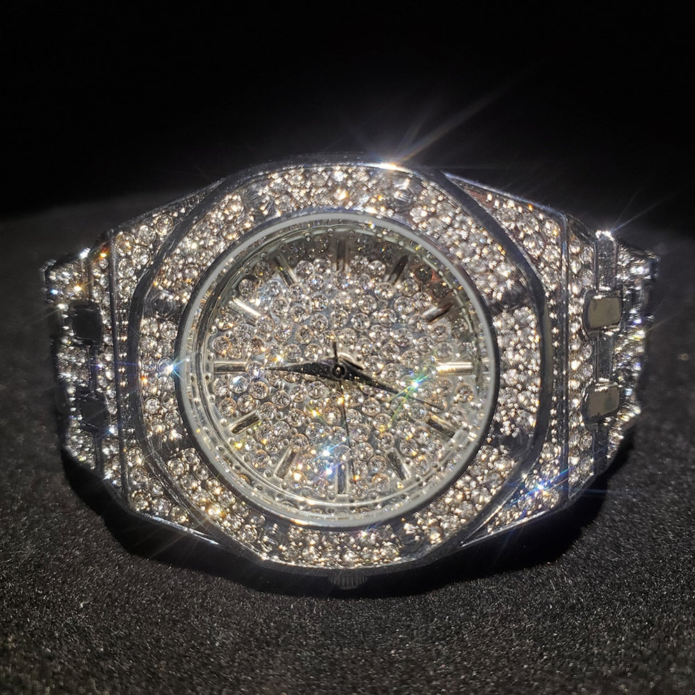 Elegant Waterproof Quartz Steel Wristwatch Women Fashion Sparkle Dress Watch